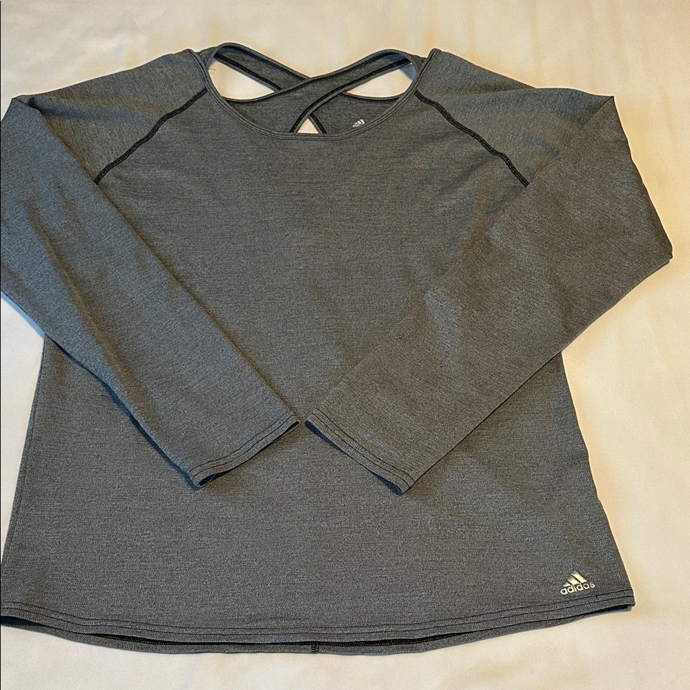 Adidas Charcoal Cross-Back Long Sleeve Shirt